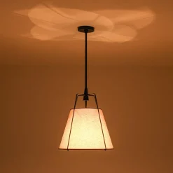 Modern Linen Conical Drum Cage Pendant Light