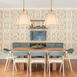 Modern Linen Conical Drum Cage Pendant Light