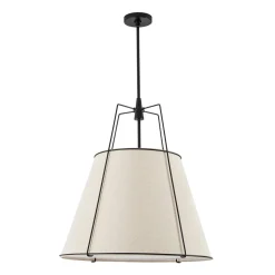 Modern Linen Conical Drum Cage Pendant Light