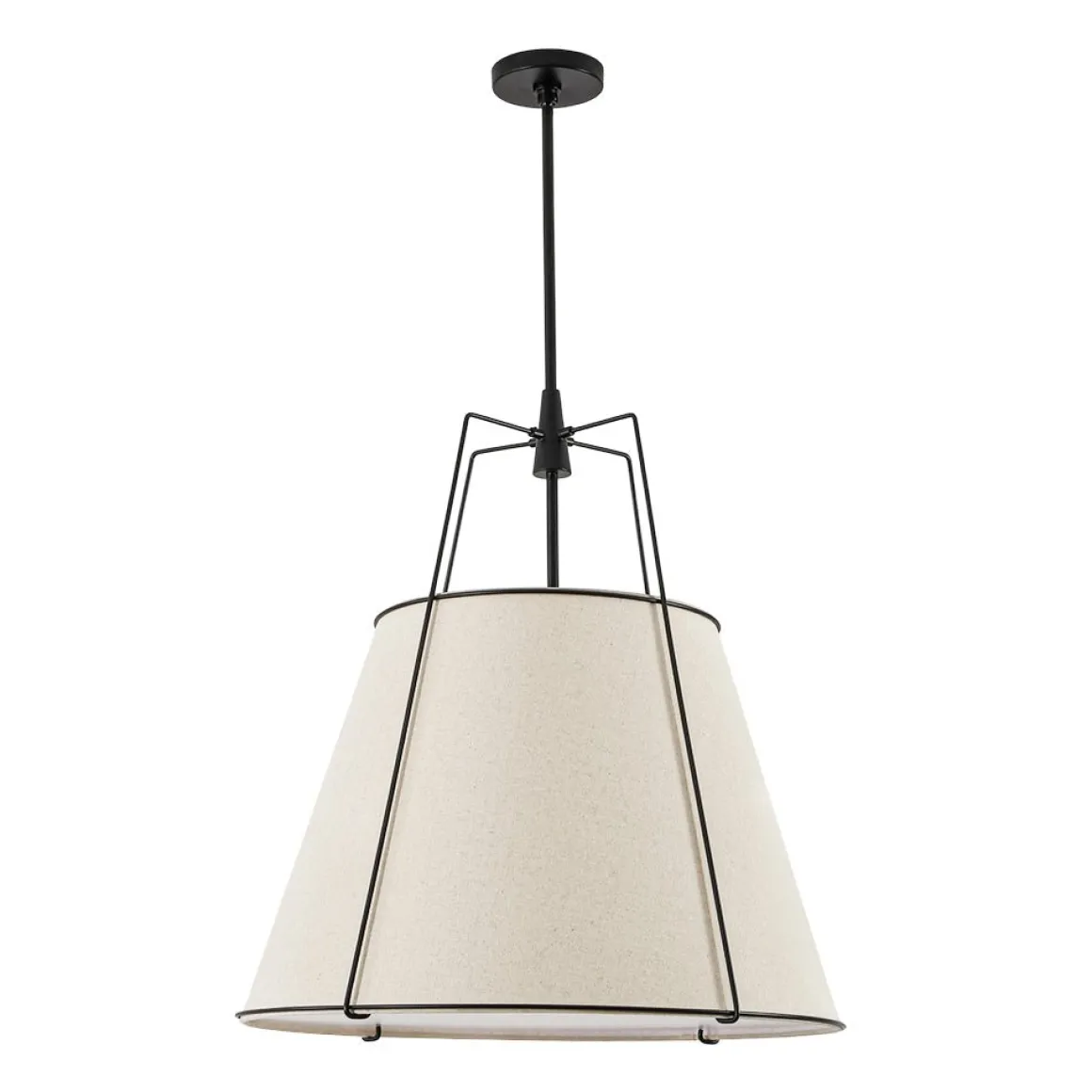 Modern Linen Conical Drum Cage Pendant Light
