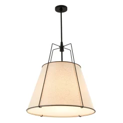 Modern Linen Conical Drum Cage Pendant Light