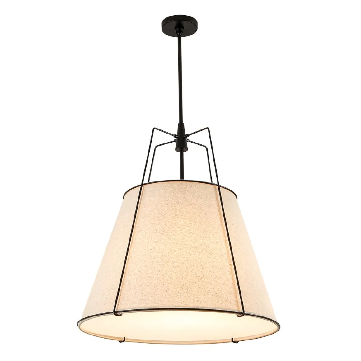 Modern Linen Conical Drum Cage Pendant Light