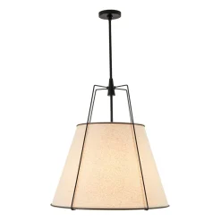 Modern Linen Conical Drum Cage Pendant Light