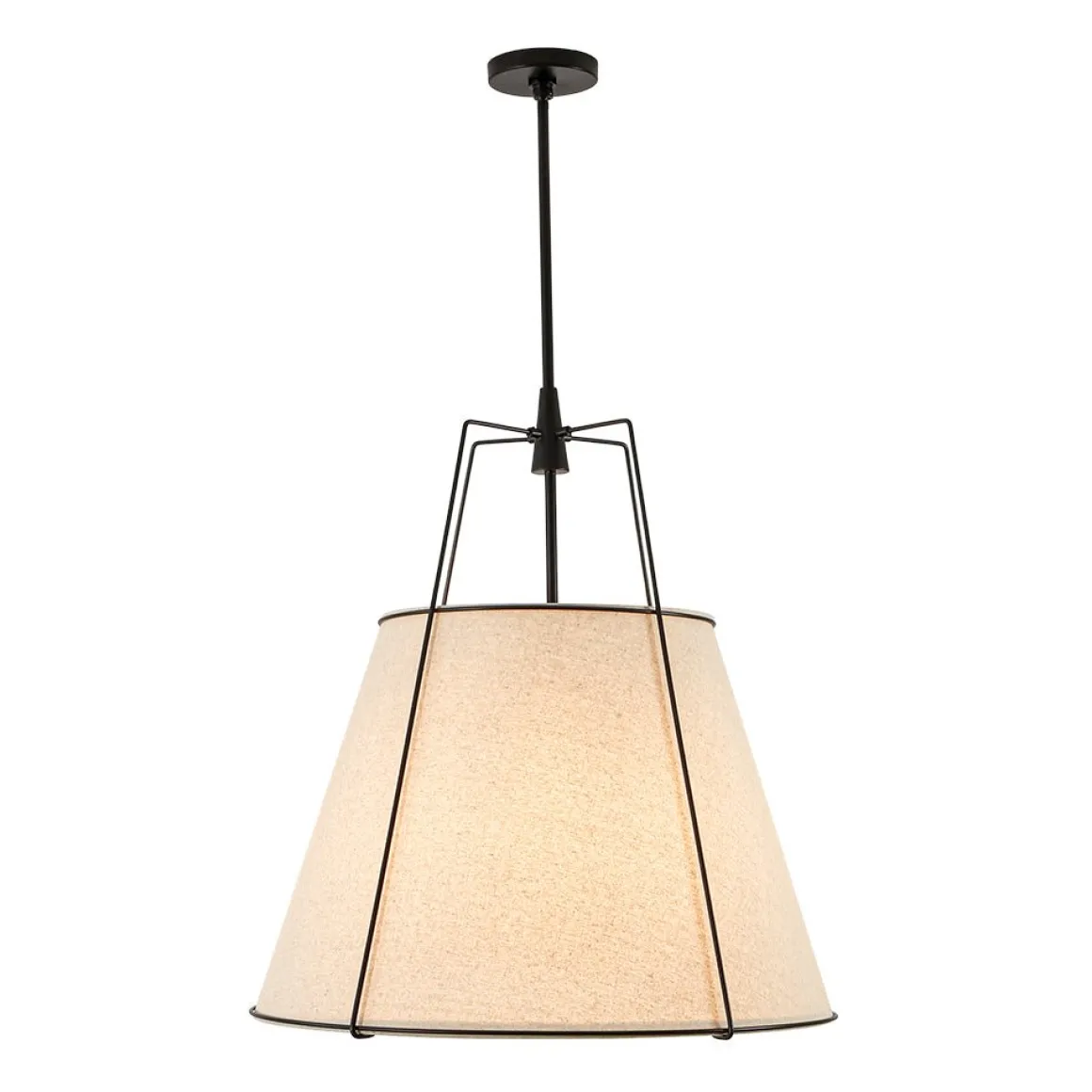 Modern Linen Conical Drum Cage Pendant Light