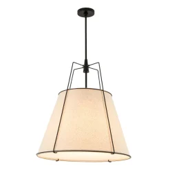 Modern Linen Conical Drum Cage Pendant Light