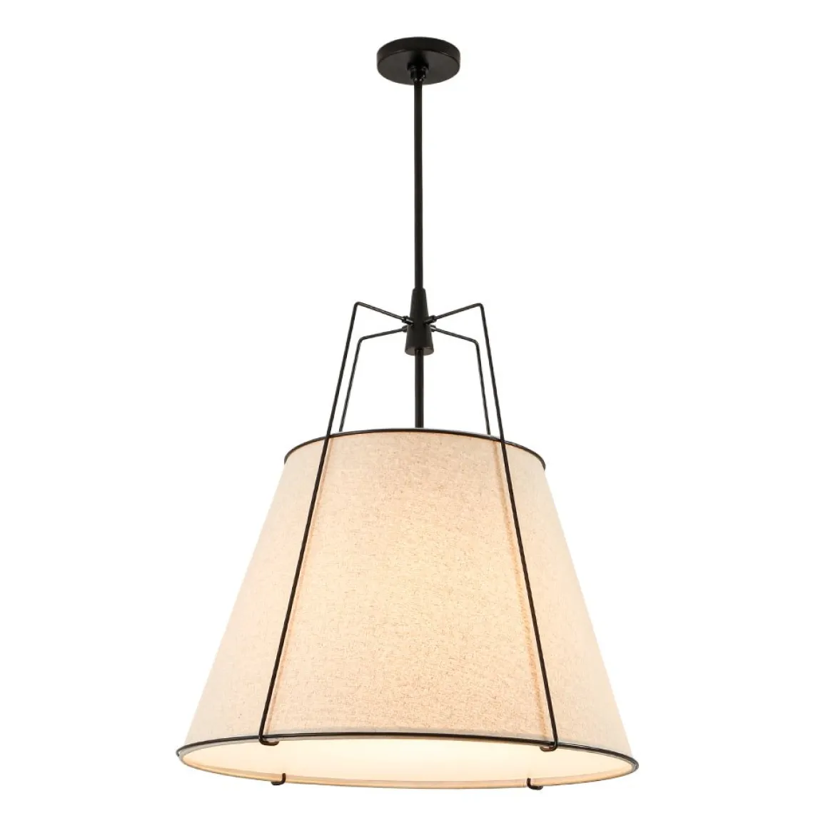 Modern Linen Conical Drum Cage Pendant Light