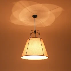 Modern Linen Conical Drum Cage Pendant Light