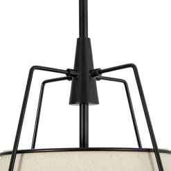 Modern Linen Conical Drum Cage Pendant Light