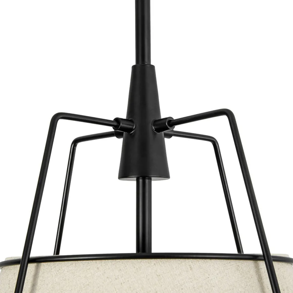 Modern Linen Conical Drum Cage Pendant Light