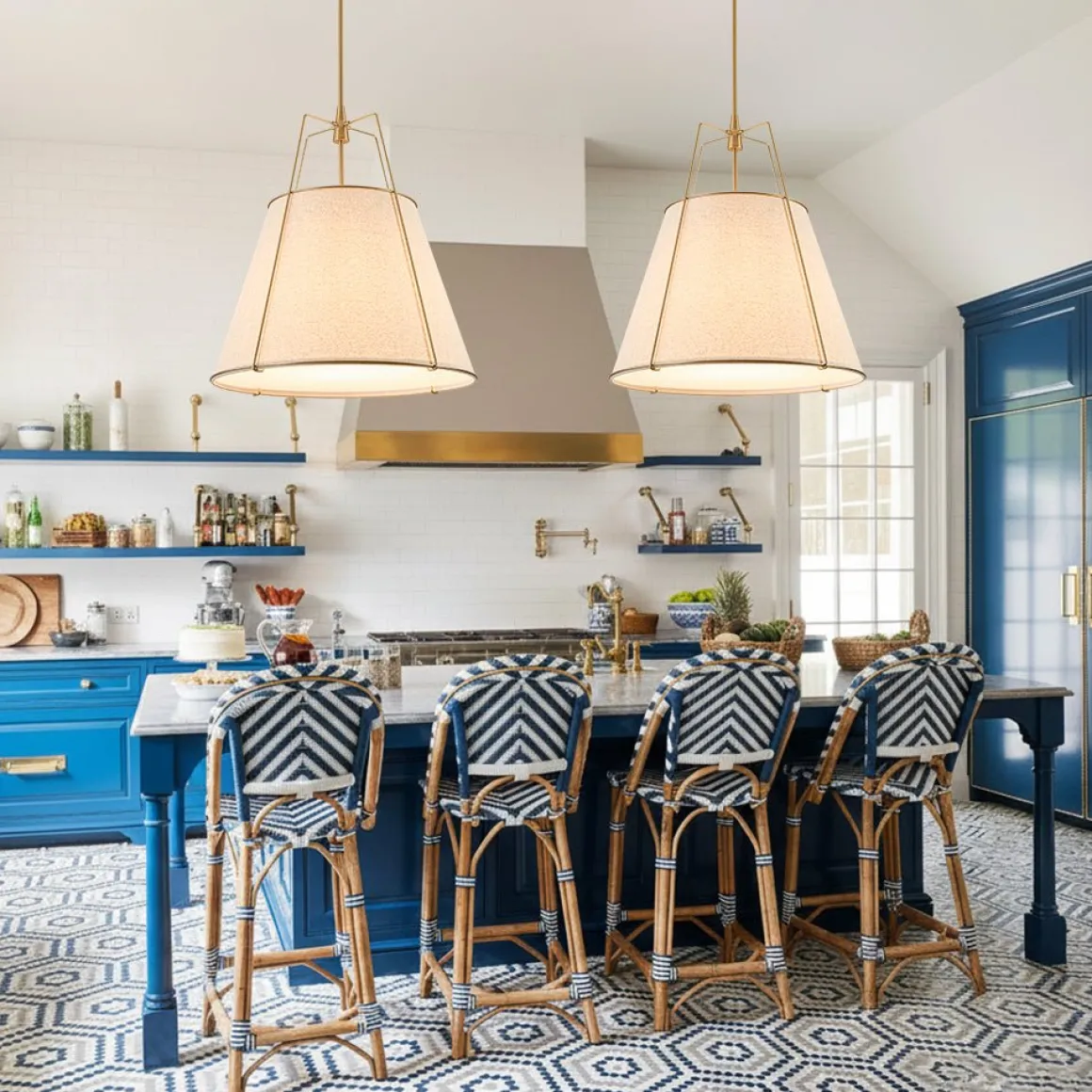 Modern Linen Conical Drum Cage Pendant Light