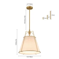 Modern Linen Conical Drum Cage Pendant Light