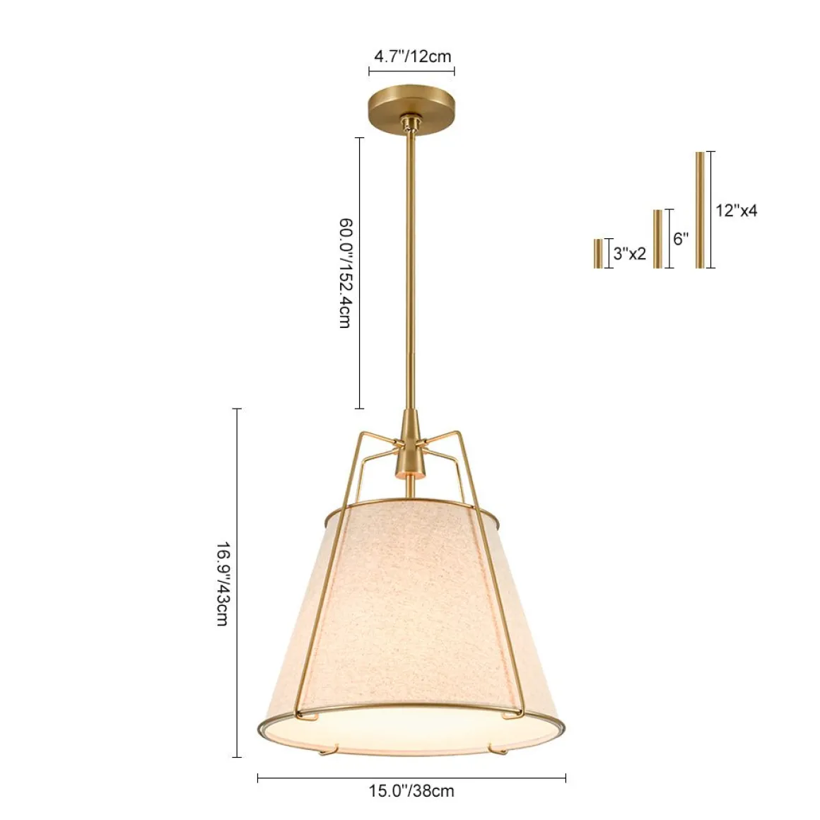 Modern Linen Conical Drum Cage Pendant Light