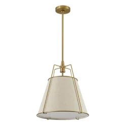 Modern Linen Conical Drum Cage Pendant Light