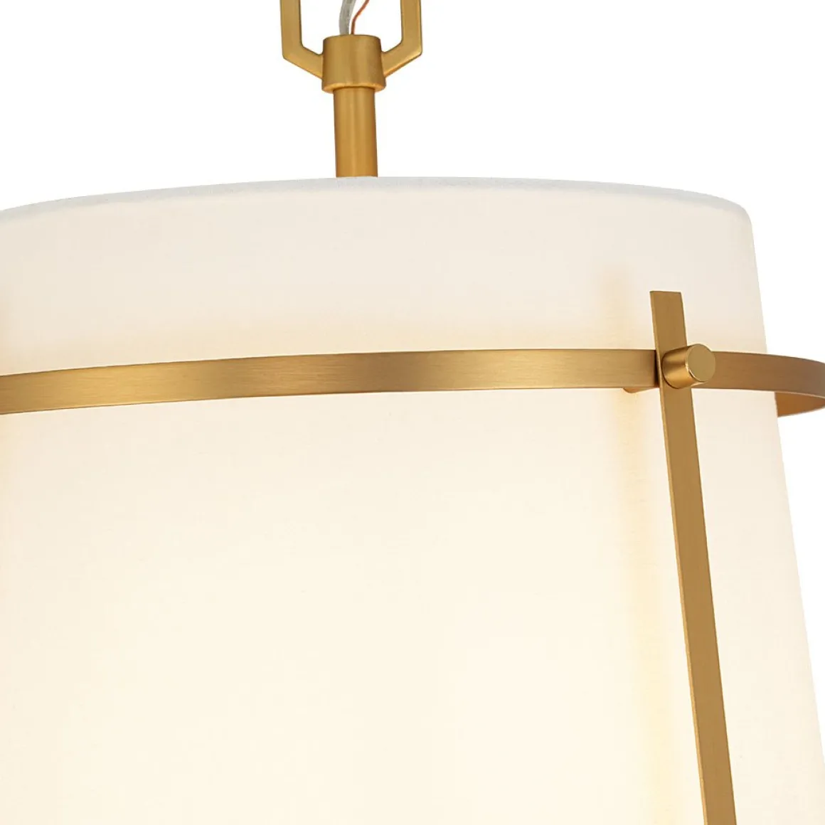 Modern Mid-Century Fabric Tall Cone Cage Pendant Light