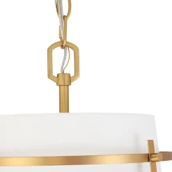 Modern Mid-Century Fabric Tall Cone Cage Pendant Light