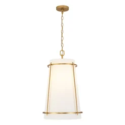 Modern Mid-Century Fabric Tall Cone Cage Pendant Light