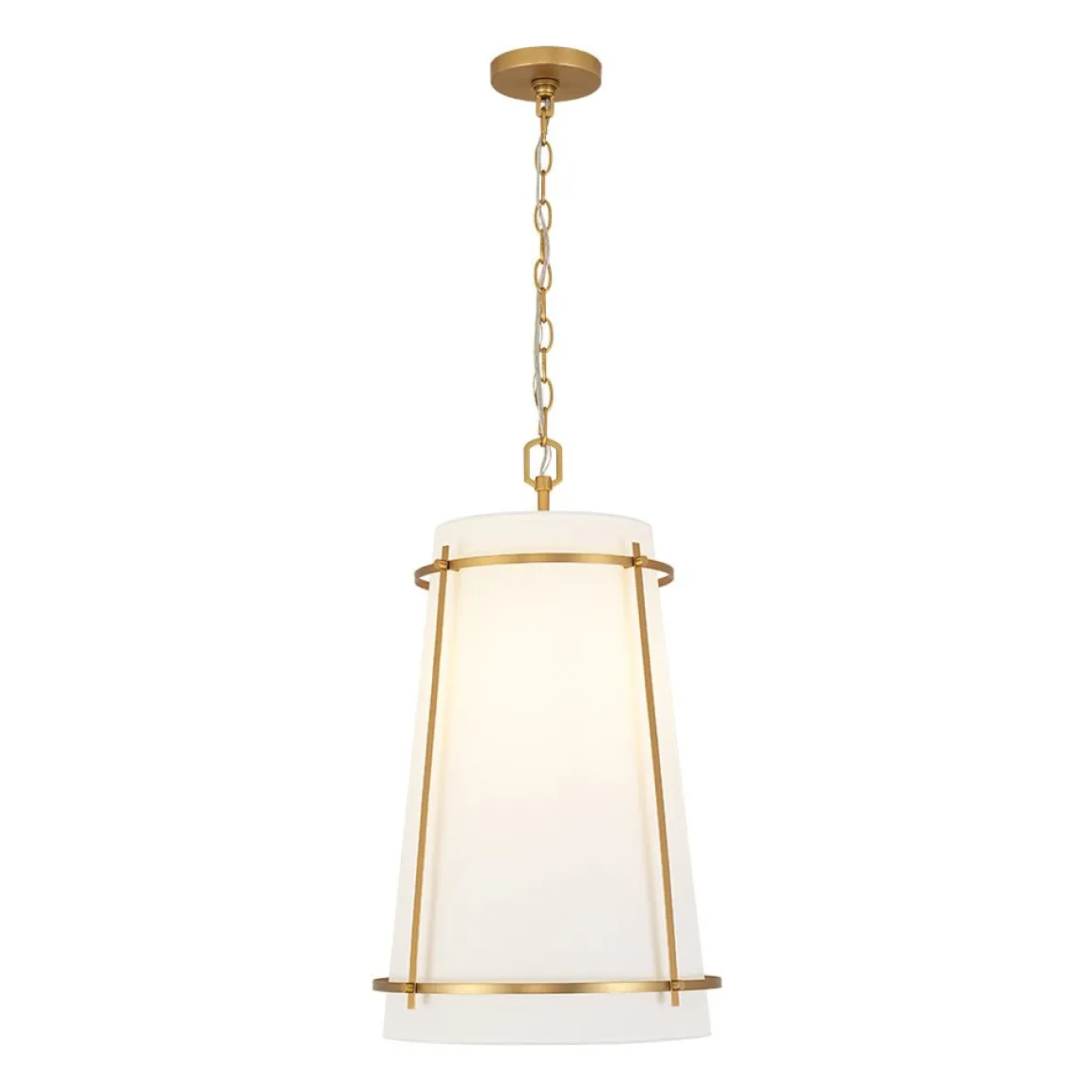 Modern Mid-Century Fabric Tall Cone Cage Pendant Light