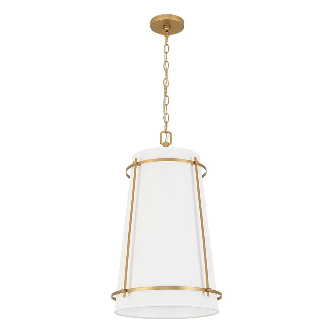 Modern Mid-Century Fabric Tall Cone Cage Pendant Light