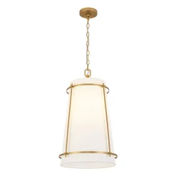 Modern Mid-Century Fabric Tall Cone Cage Pendant Light