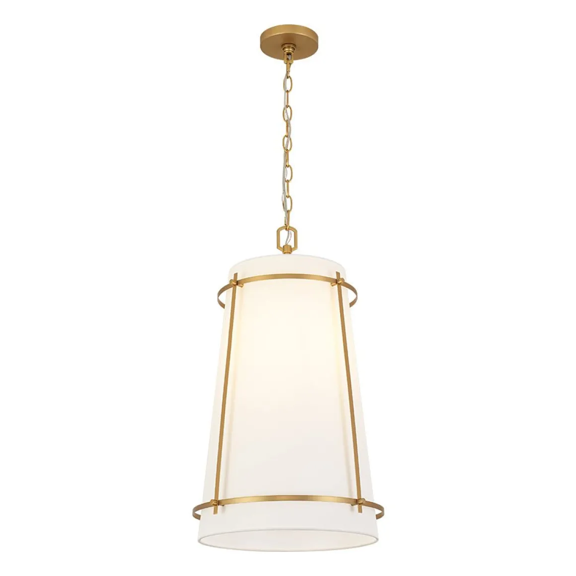 Modern Mid-Century Fabric Tall Cone Cage Pendant Light