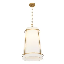 Modern Mid-Century Fabric Tall Cone Cage Pendant Light