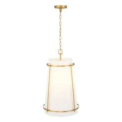 Modern Mid-Century Fabric Tall Cone Cage Pendant Light