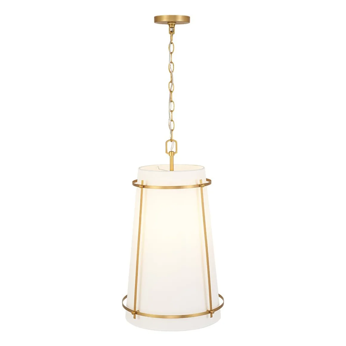 Modern Mid-Century Fabric Tall Cone Cage Pendant Light