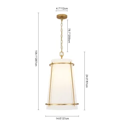Modern Mid-Century Fabric Tall Cone Cage Pendant Light