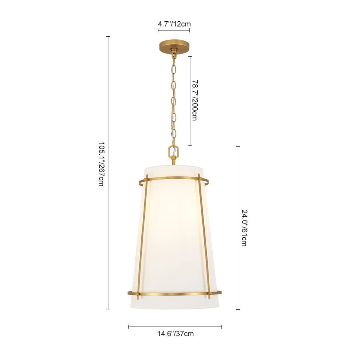 Modern Mid-Century Fabric Tall Cone Cage Pendant Light