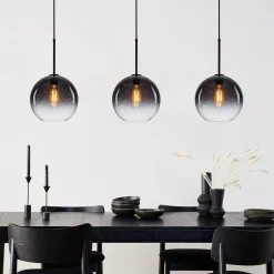 Modern Minimalist 1-light Smoked Grey Tinted Glass Globe Pendant