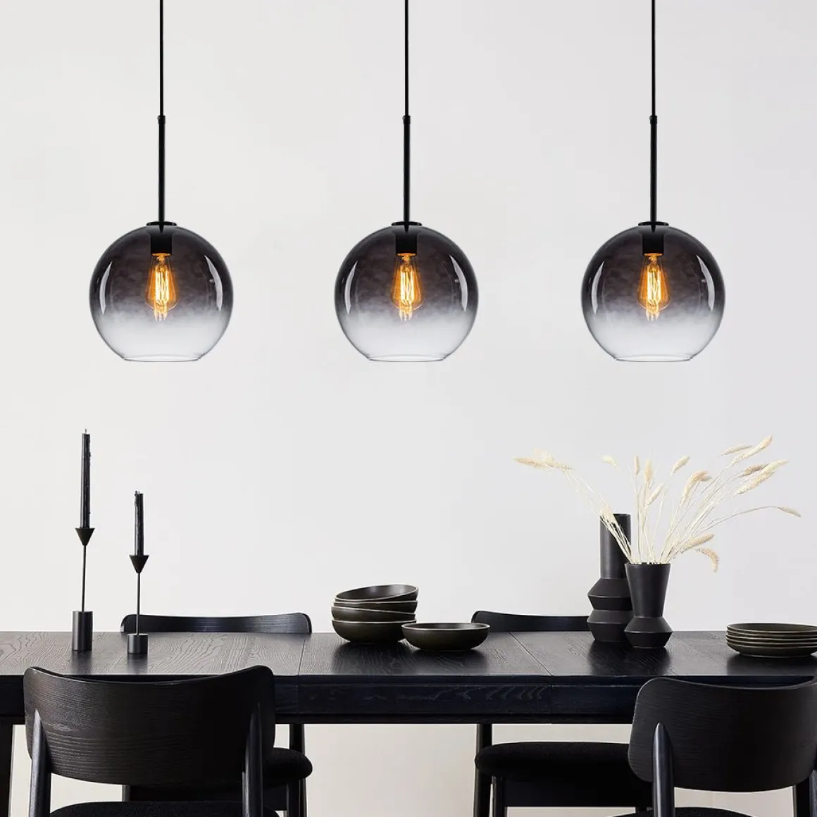 Modern Minimalist 1-light Smoked Grey Tinted Glass Globe Pendant