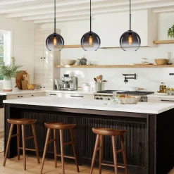 Modern Minimalist 1-light Smoked Grey Tinted Glass Globe Pendant