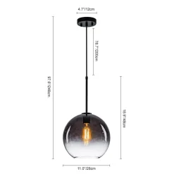 Modern Minimalist 1-light Smoked Grey Tinted Glass Globe Pendant