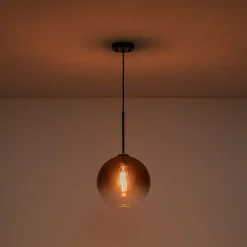Modern Minimalist 1-light Smoked Grey Tinted Glass Globe Pendant