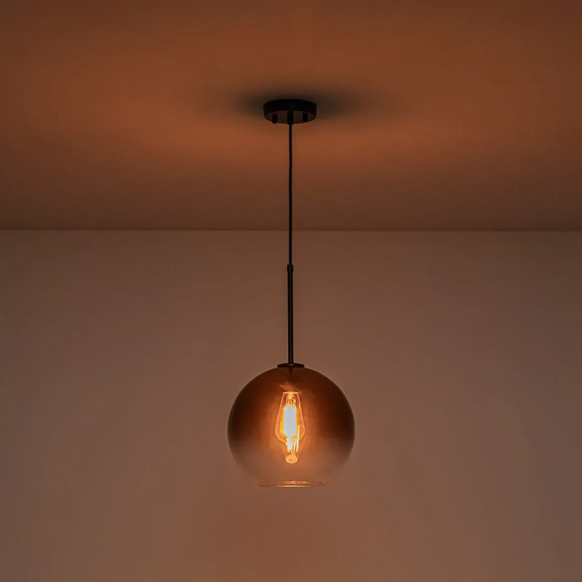 Modern Minimalist 1-light Smoked Grey Tinted Glass Globe Pendant