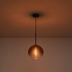 Modern Minimalist 1-light Smoked Grey Tinted Glass Globe Pendant