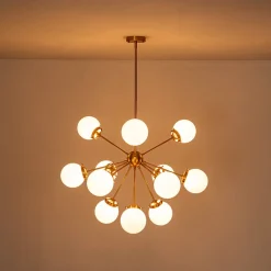 Modern Opal Glass Globe 12-light Sphere Sputnik Chandelier