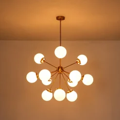 Modern Opal Glass Globe 12-light Sphere Sputnik Chandelier