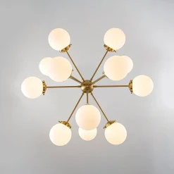 Modern Opal Glass Globe 12-light Sphere Sputnik Chandelier