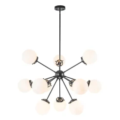 Modern Opal Glass Globe 12-light Sphere Sputnik Chandelier