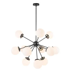 Modern Opal Glass Globe 12-light Sphere Sputnik Chandelier