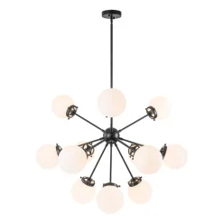 Modern Opal Glass Globe 12-light Sphere Sputnik Chandelier