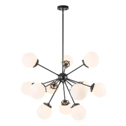 Modern Opal Glass Globe 12-light Sphere Sputnik Chandelier