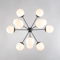 Modern Opal Glass Globe 12-light Sphere Sputnik Chandelier