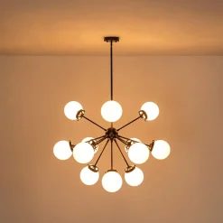 Modern Opal Glass Globe 12-light Sphere Sputnik Chandelier