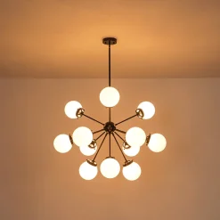 Modern Opal Glass Globe 12-light Sphere Sputnik Chandelier