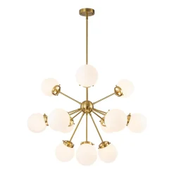 Modern Opal Glass Globe 12-light Sphere Sputnik Chandelier