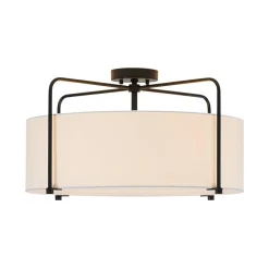 Modern Round White Fabric Drum Cage Semi Flush Mount
