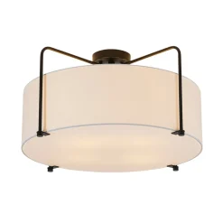Modern Round White Fabric Drum Cage Semi Flush Mount