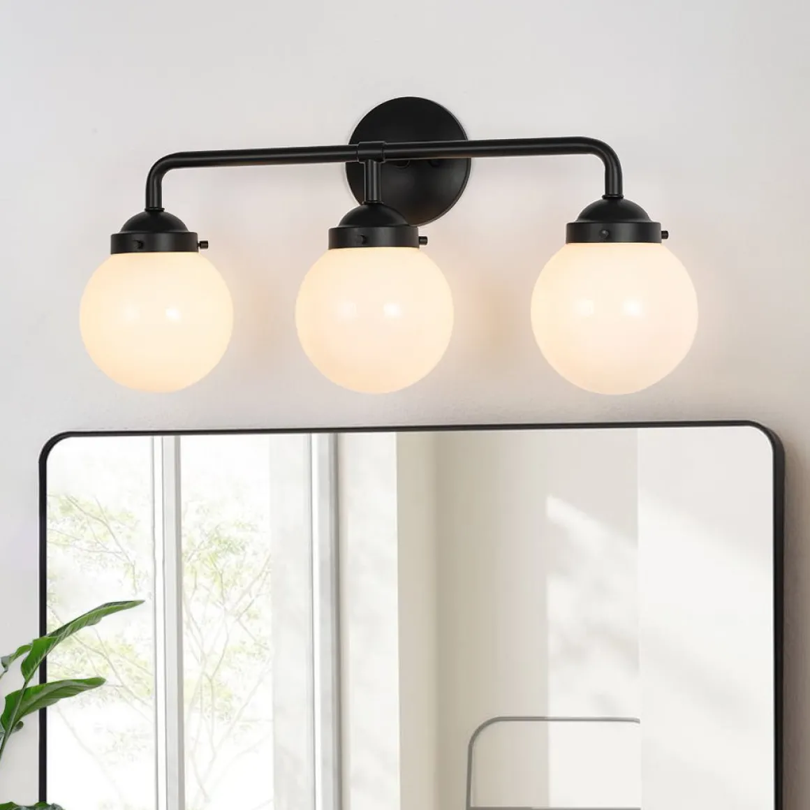 Modern Shine Opal Glass Globe Bathroom Vanity Wall Light